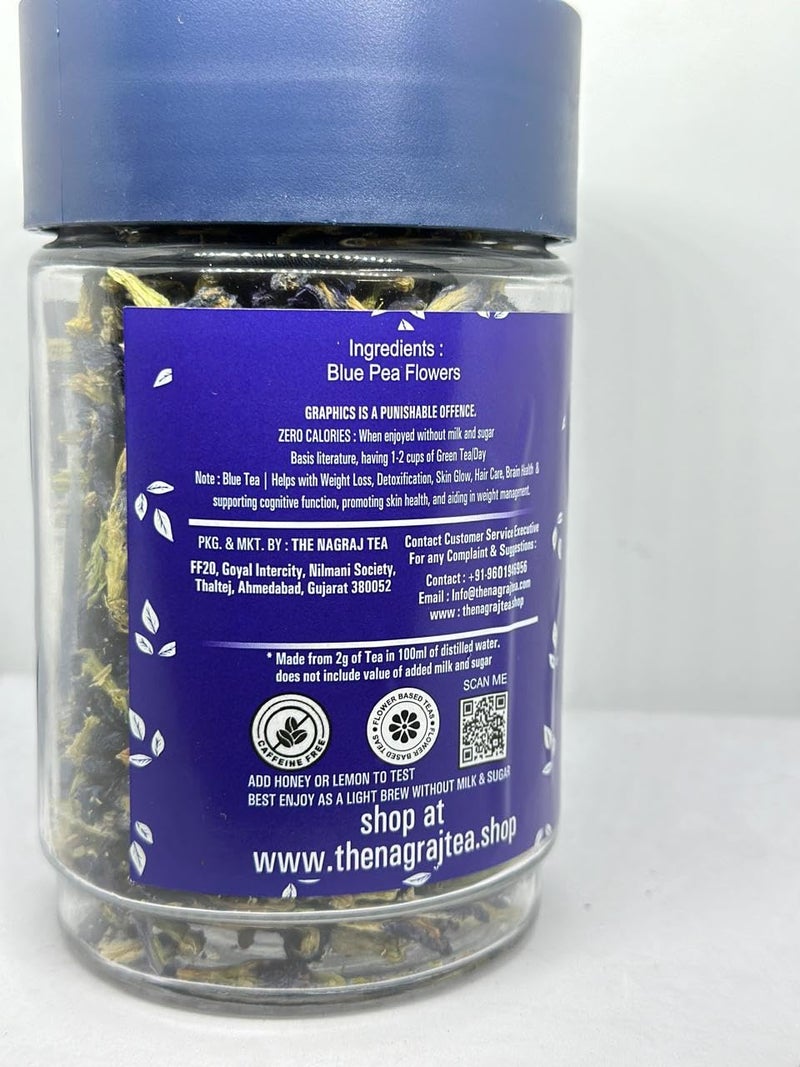 THE NAGRAJ TEA Blue Tea-Butterfly Pea Flower Tea -Plant Based |Anti Oxidant Rich| Caffeine Free - Detox Tea - Flower Based |Herbal Tea |Non-GMO - Vegan - Image 3