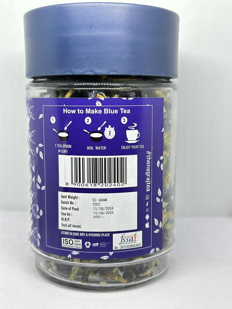 THE NAGRAJ TEA Blue Tea-Butterfly Pea Flower Tea -Plant Based |Anti Oxidant Rich| Caffeine Free - Detox Tea - Flower Based |Herbal Tea |Non-GMO - Vegan - Image 2