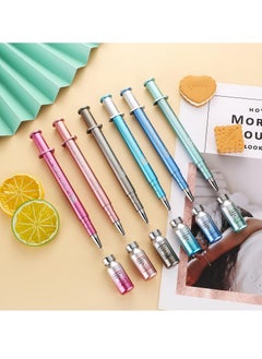 KASTWAVE 6 PCS Luminous Syringe Pens - Colorful Gel Ballpoint Pens for School, Office, and Party Supplies, 6 Colors  - Image 1