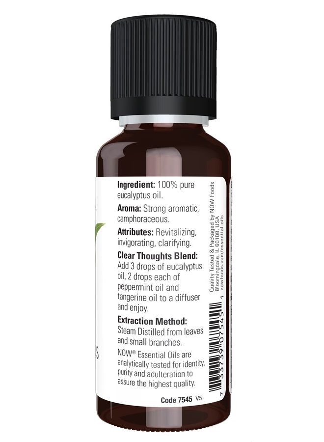 now Essential Oils, Eucalyptus Oil, Clarifying Aromatherapy Scent, Steam Distilled, 100% Pure, Vegan, Child Resistant Cap, 1-Ounce - Image 2