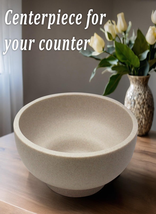 LIN CHUAN Large Decorative Bowl, Fruit Bowl for Kitchen Counter, Modern Resin Bowl for Home Decor, Key Holder for Entry Table, Sand Beige - Image 2