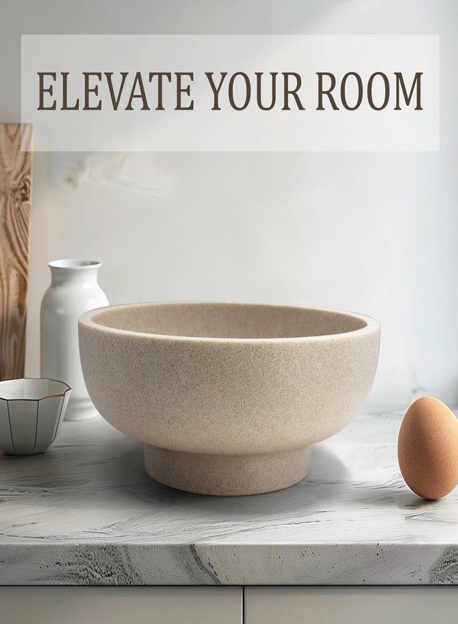 LIN CHUAN Large Decorative Bowl, Fruit Bowl for Kitchen Counter, Modern Resin Bowl for Home Decor, Key Holder for Entry Table, Sand Beige - Image 5