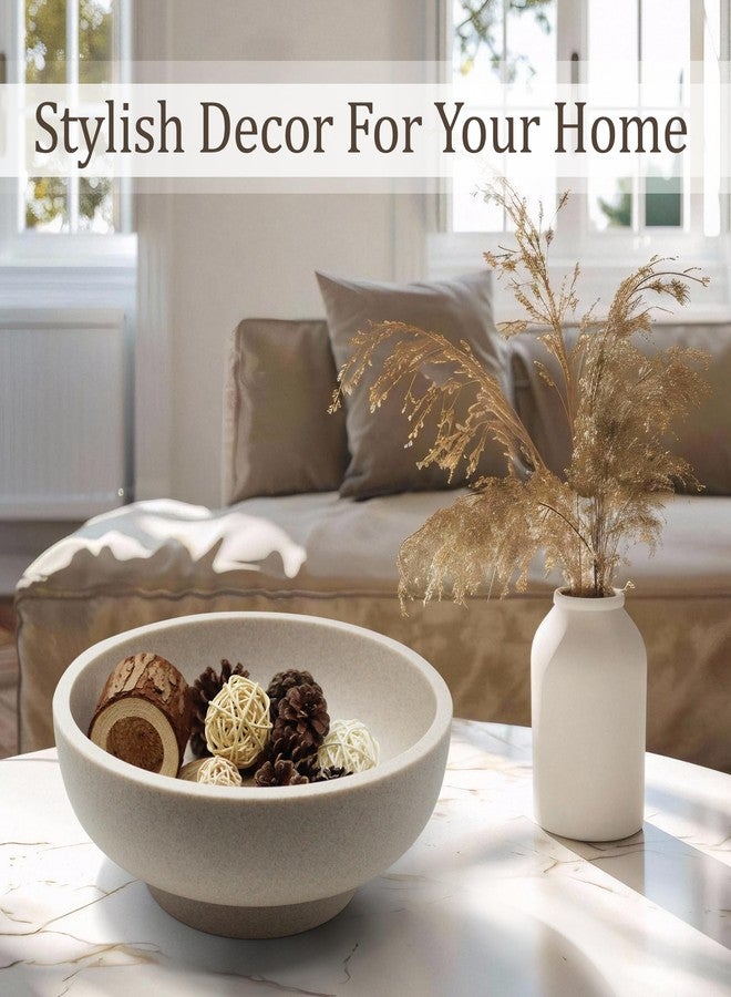 LIN CHUAN Large Decorative Bowl, Fruit Bowl for Kitchen Counter, Modern Resin Bowl for Home Decor, Key Holder for Entry Table, Sand Beige - Image 3