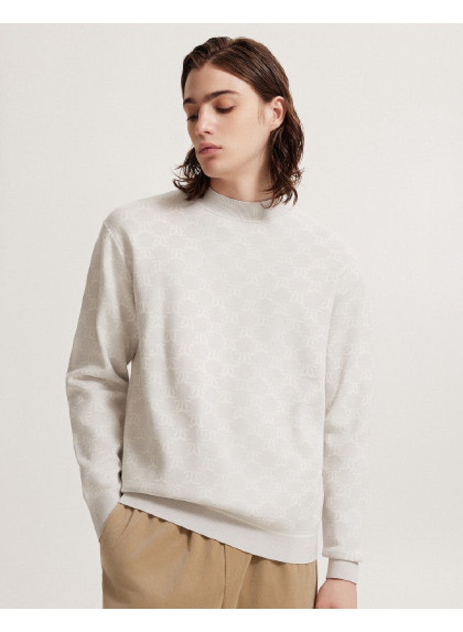 Cabbeen Same As In-store] Monogram Knit Sweater Men's Loose Pullover Fashion Streetwear Full Print Casual Top - Image 1