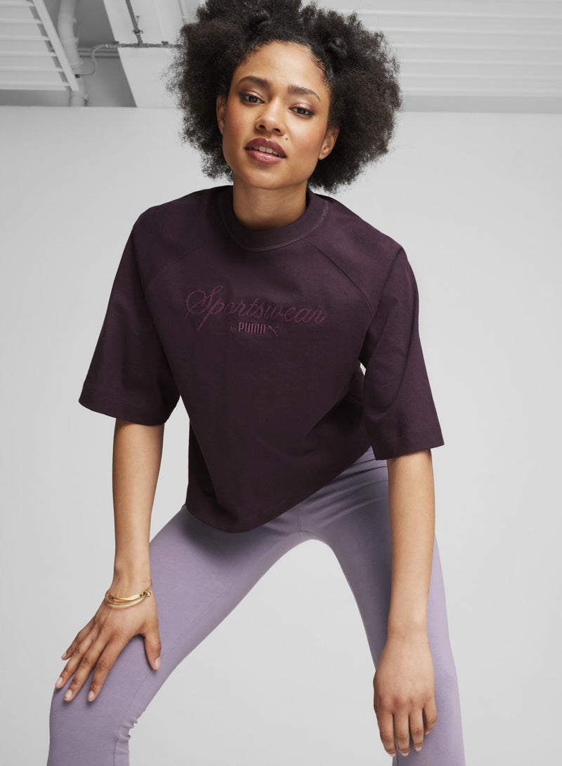 PUMA Classics Womens Purple Oversized T-shirt - Image 1