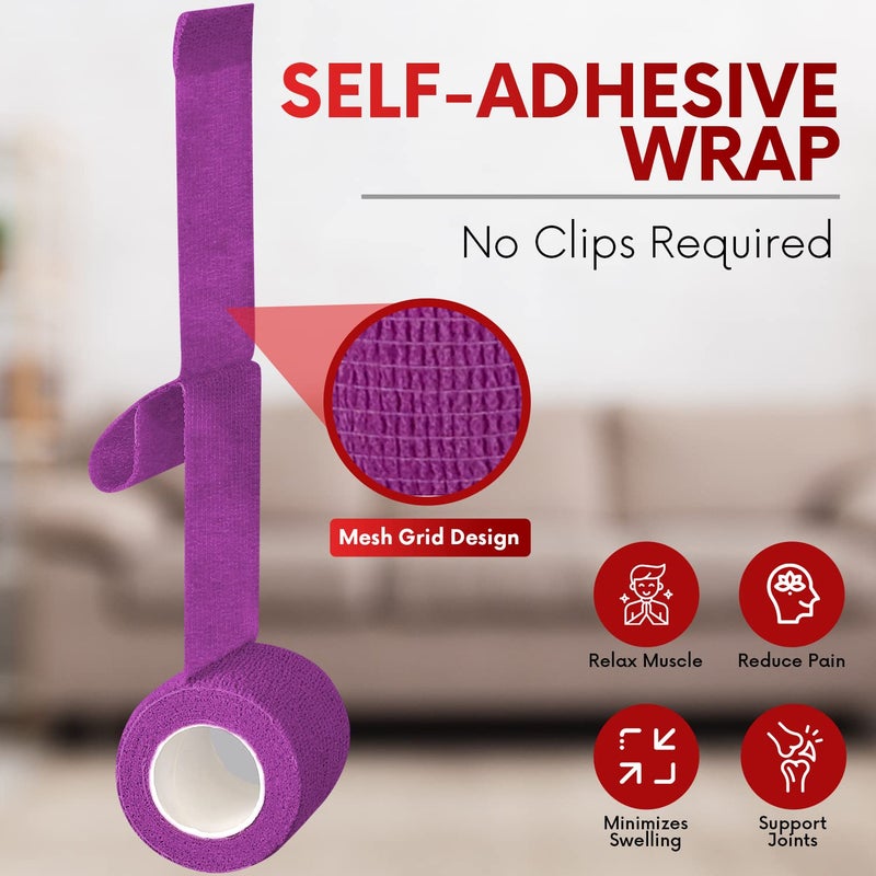 HEALQU Self Adhesive Bandage Wrap â€“ 12 Rolls 2in x 5yd Cohesive Tape for Athletic and Sports - Self Adherent Medical Tape, Flexible, Elastic Bandages Multicolor for Wrist & Ankle Vet Wrap for Dogs - Image 4