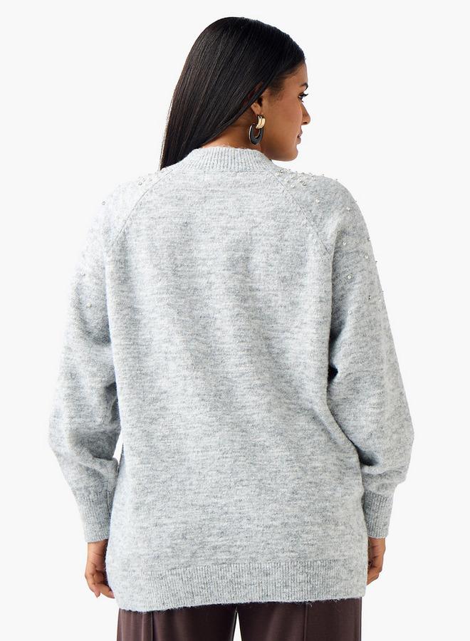 Ulla Popken Relaxed Fit Embellished Crew Neck Sweater - Image 4