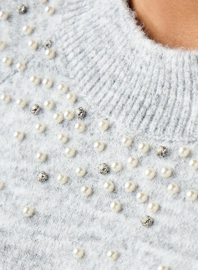 Ulla Popken Relaxed Fit Embellished Crew Neck Sweater - Image 3