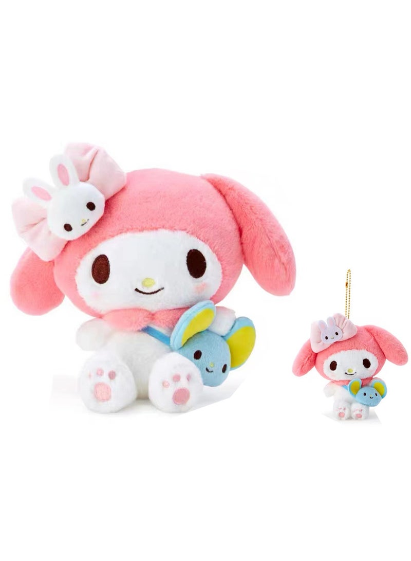 (My Melody) Two-piece Doll Plus Pendant Creative Cartoon Plush Doll Shoulder Bag Series Backpack Key Pendant  - Image 1