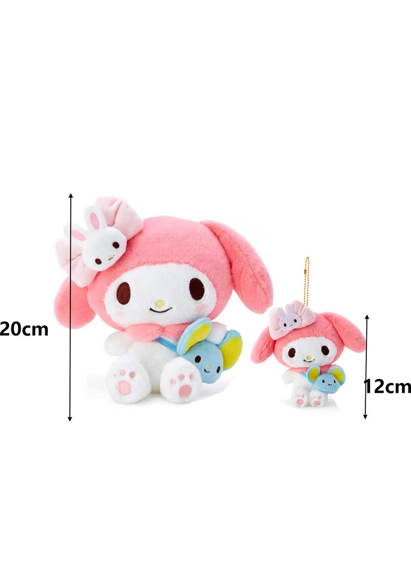 (My Melody) Two-piece Doll Plus Pendant Creative Cartoon Plush Doll Shoulder Bag Series Backpack Key Pendant  - Image 2