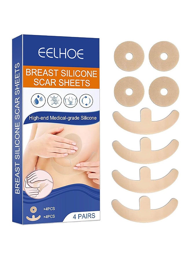EELHOE Silicone Scar Sheets, Reusable Washable Silicone Scar Tape, Surgery Scars Removal Treatment, Medical Grade Silicone Scar Sheets For You 4-Pairs