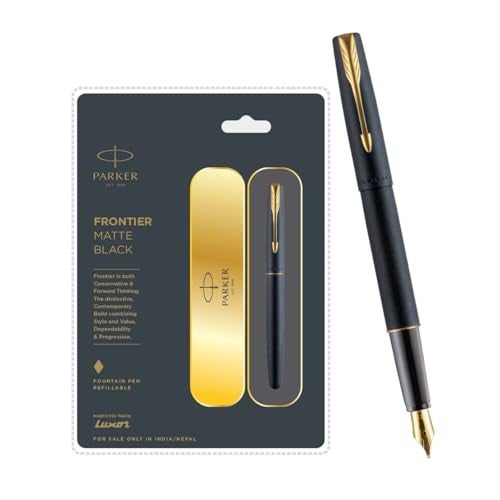 Parker Frontier Matte Black Gold Trim Fountain Pen | Leading Pen For Corporate - Image 1