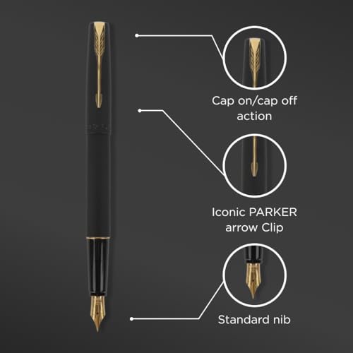 Parker Frontier Matte Black Gold Trim Fountain Pen | Leading Pen For Corporate - Image 2
