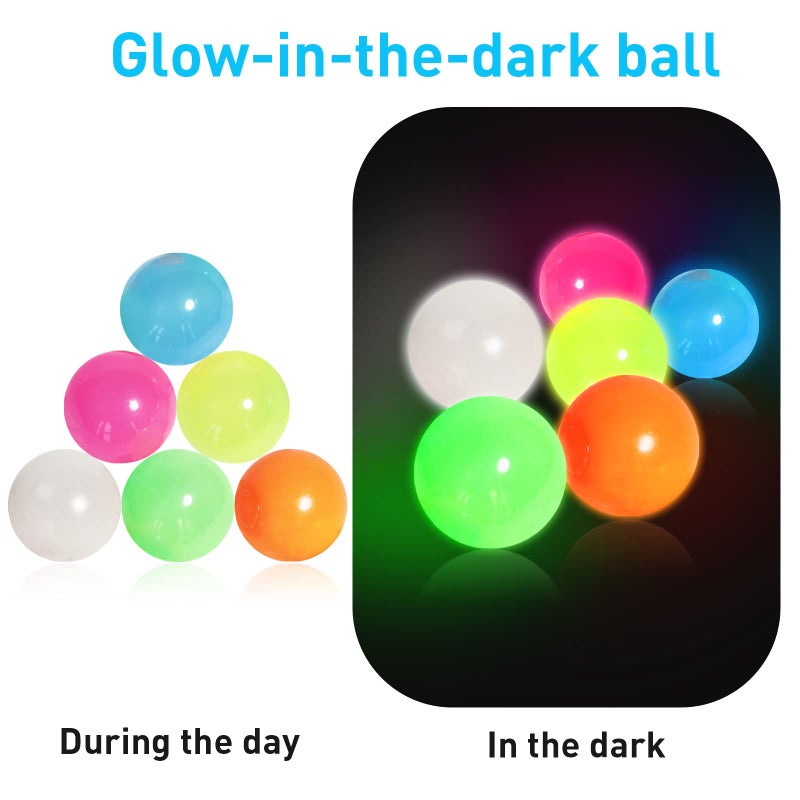 QETRABONE 4 Pcs Glowing Sticky Balls, Stress Relieving Glow in The Dark Stick to The Ceiling, Stocking Stuffers, Fun Decompression Fidget for Adults Anxiety Pressure - Image 4