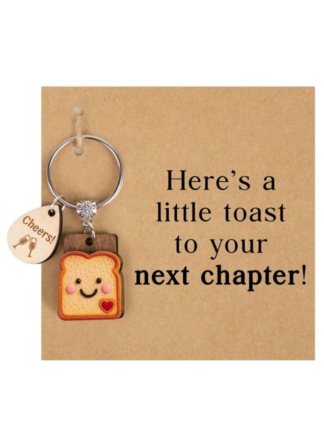 Toast Bread Keychain with Good Luck Card – Cute Croissant Resin Bag Pendant for New Beginnings, Graduation, Divorce, Congratulations Gift for Women & Friends - Image 1