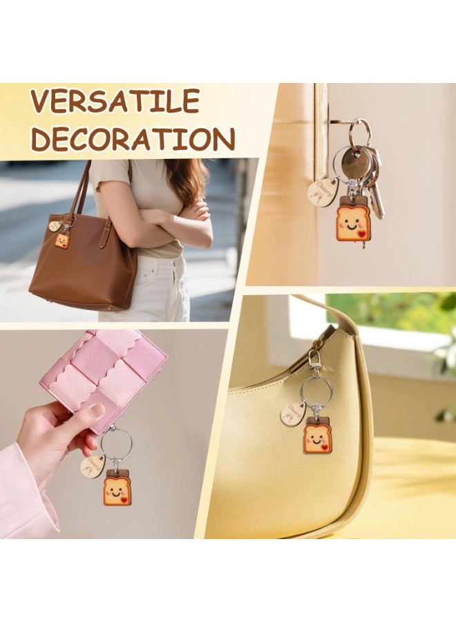Toast Bread Keychain with Good Luck Card – Cute Croissant Resin Bag Pendant for New Beginnings, Graduation, Divorce, Congratulations Gift for Women & Friends - Image 3