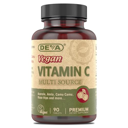 DEVA Vegan Vitamins Vegan Food Based Premium Vitamin C Multisource NonGMO 90 Tablets