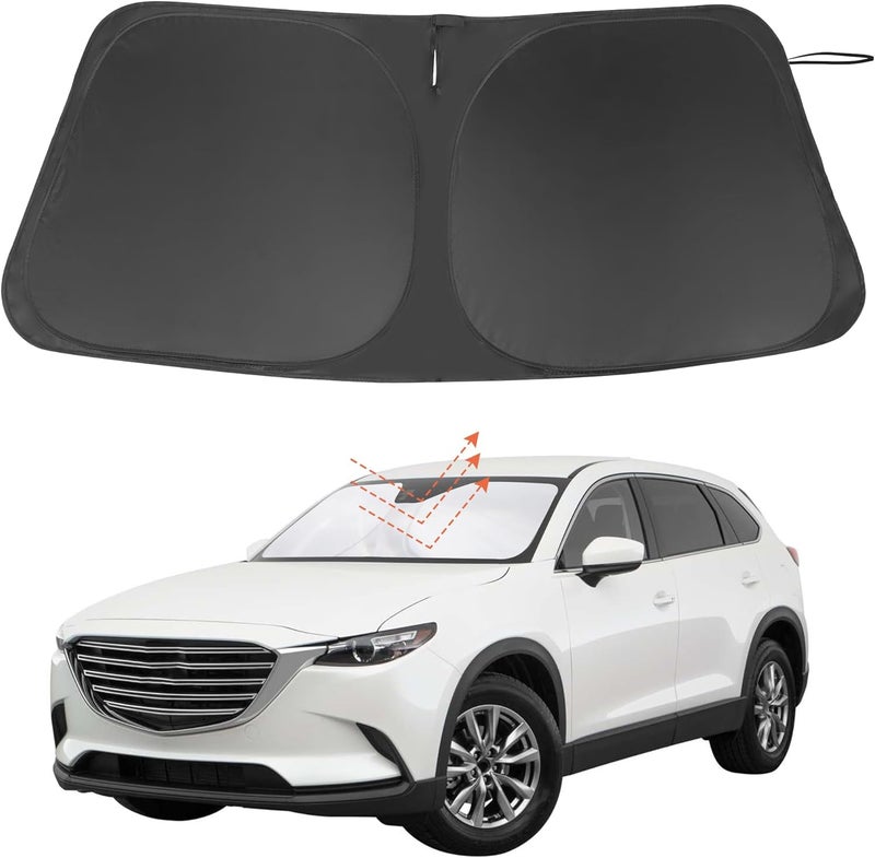 LHFLIVE Windshield Sun Shade Custom Fit for 2016-2024 2025 2026 Mazda CX-9 CX9 Accessories Foldable Sunshade Sun Blocker Protect Car from Sun Rays & Heat Damage Keep Car Cooler - Image 1