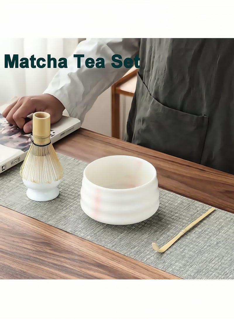 Peachjoy 4 Piece Matcha Set, Traditional Handmade Tea Tool with Ceramic Bowl, Scoop, Prong Bamboo Matcha Whisk and Holder - Image 2
