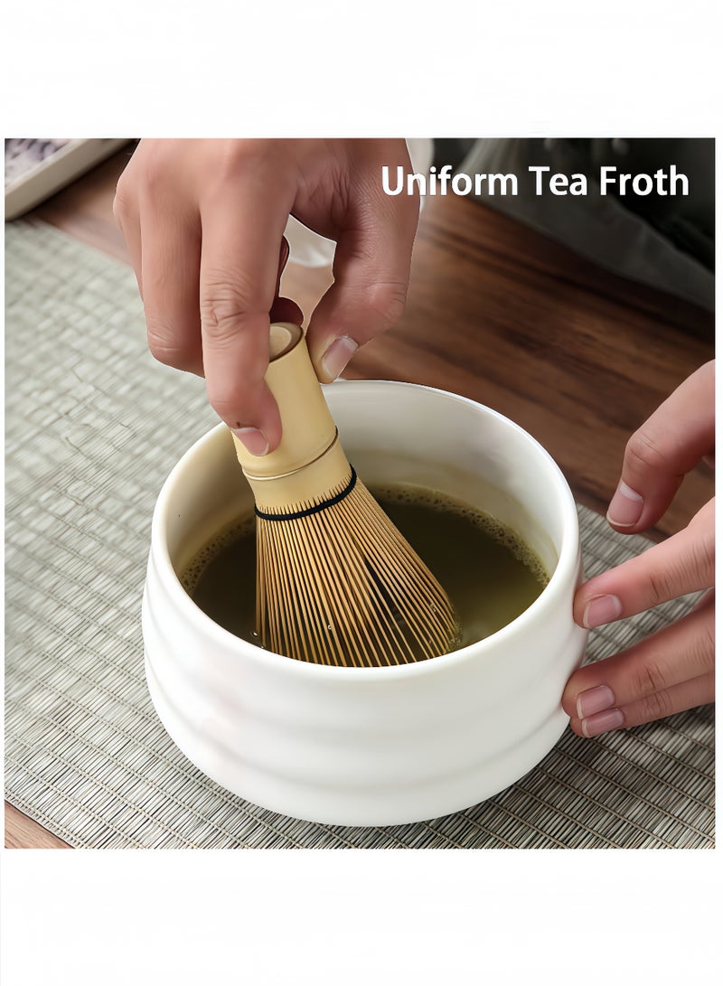 Peachjoy 4 Piece Matcha Set, Traditional Handmade Tea Tool with Ceramic Bowl, Scoop, Prong Bamboo Matcha Whisk and Holder - Image 3