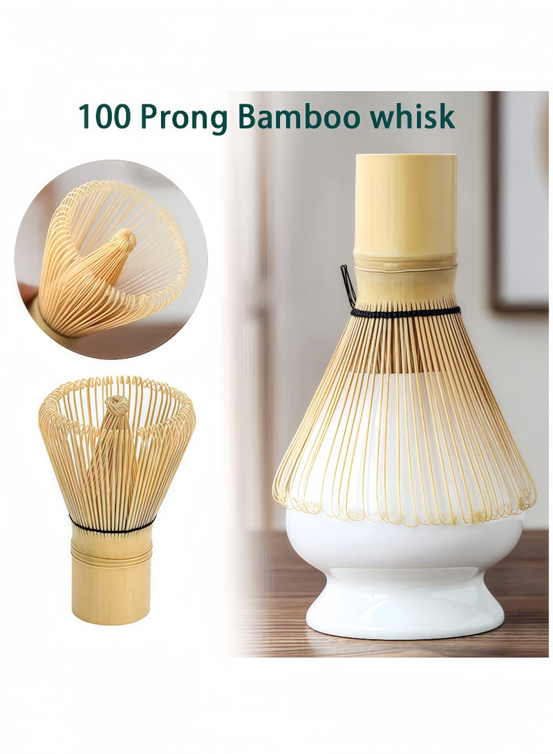 Peachjoy 4 Piece Matcha Set, Traditional Handmade Tea Tool with Ceramic Bowl, Scoop, Prong Bamboo Matcha Whisk and Holder - Image 4