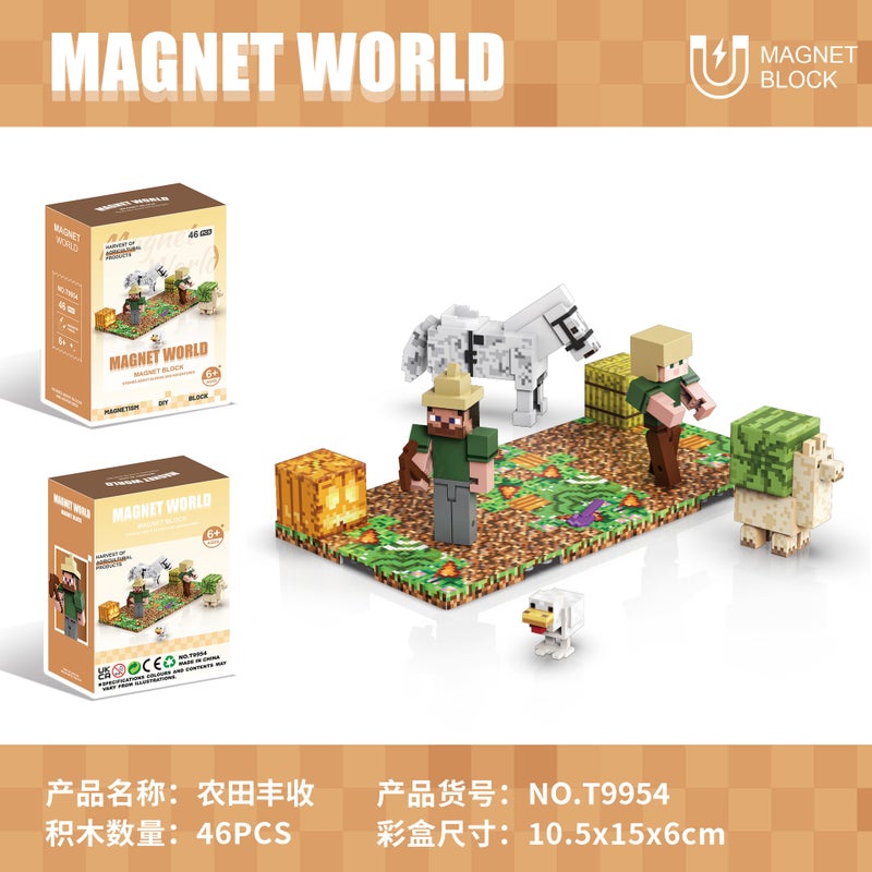 My Four World Ornaments Magnetic Building Blocks Assembled Scenes Mc Game Assembled 8 Toys Wheat Minecraft - Image 5