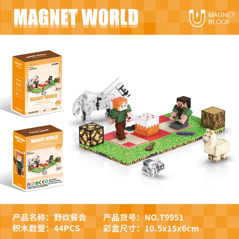My Four World Ornaments Magnetic Building Blocks Assembled Scenes Mc Game Assembled 8 Toys Wheat Minecraft - Image 3