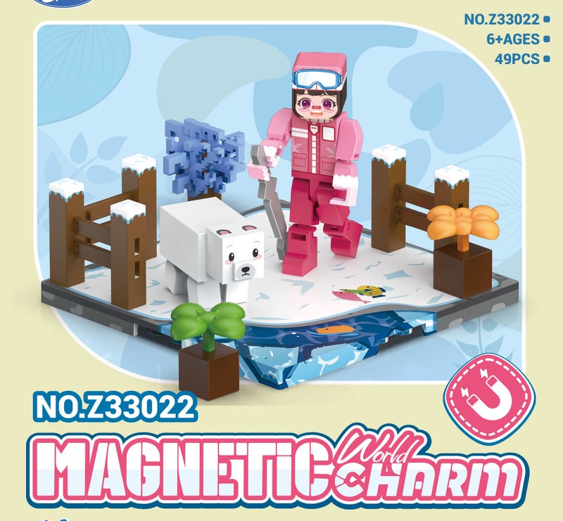 My Four World Ornaments Magnetic Building Blocks Assembled Scenes Mc Game Assembled 8 Toys Wheat Minecraft - Image 1