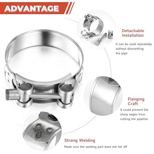 AKIHISA T-Bolt Hose Clamp,26-28mm OD Range 304 Stainless Steel Pipe Strap Clamp, Adjustable Heavy Duty Tube Clamp (4Pack, 1.02" to 1.10") - Image 5