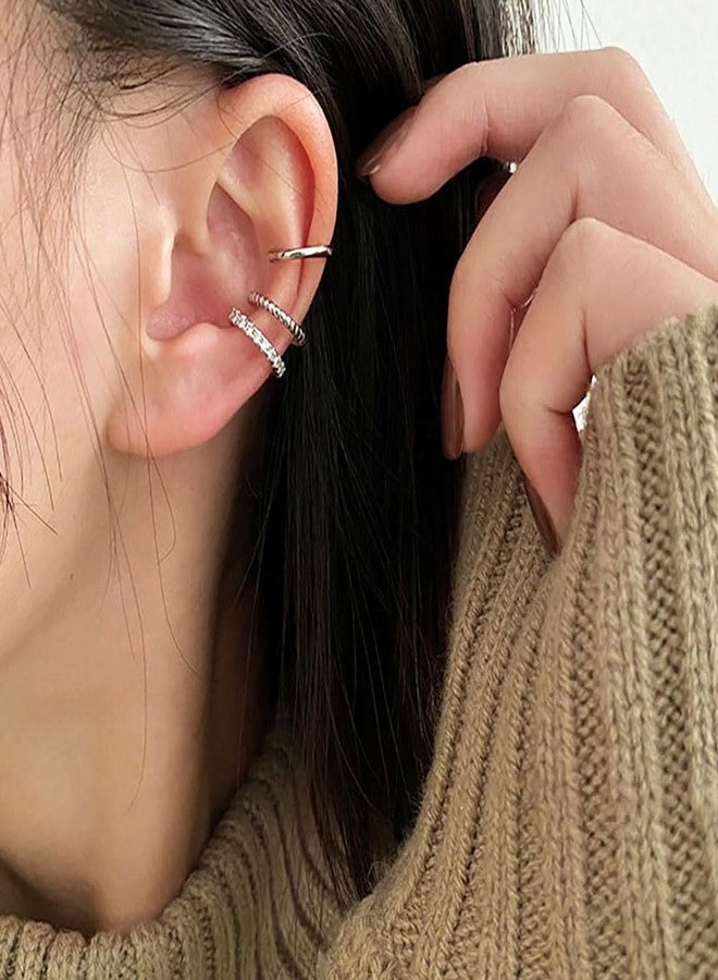 PANSHI  3Pcs Ear Cuffs Non Piercings, Teen Gifts Trendy Silver Clip On Earrings for Teens Women Jewelry Set Gifts for Teen Teenage Women (Silver) - Image 4