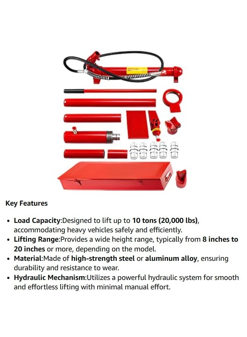 ABBASALI Portable Car Floor Jack 1 Set 10 Ton Hydraulic Power Car Jack Body Frame Repair Kit Tools  - Image 2
