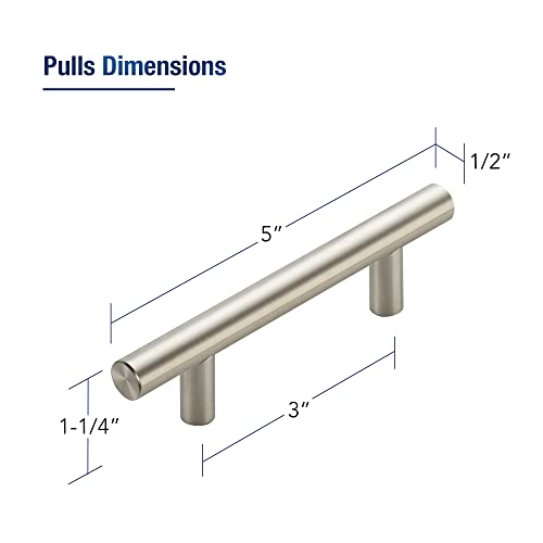 JOY DECOR 30 Pack 5 Inch Cabinet Pulls, 3 Inch (76mm) Hole Center Stainless Steel Drawer Handles for Kitchen Cabinets, Cupboard, Wardrobe – Brushed Nickel Silver - Image 2