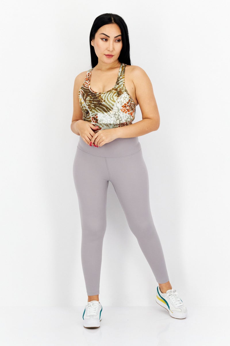 GUESS Women Sportswear Fit Allover Print Sports Bra, Olive Combo  - Image 2