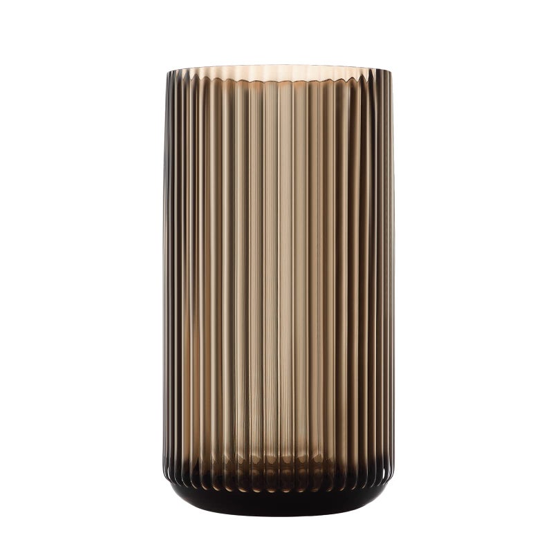 Dinyeo Large Cylinder Ribbed Brown Glass Flower Vase for Farmhouse Dining Table Centerpieces Decor - Image 1