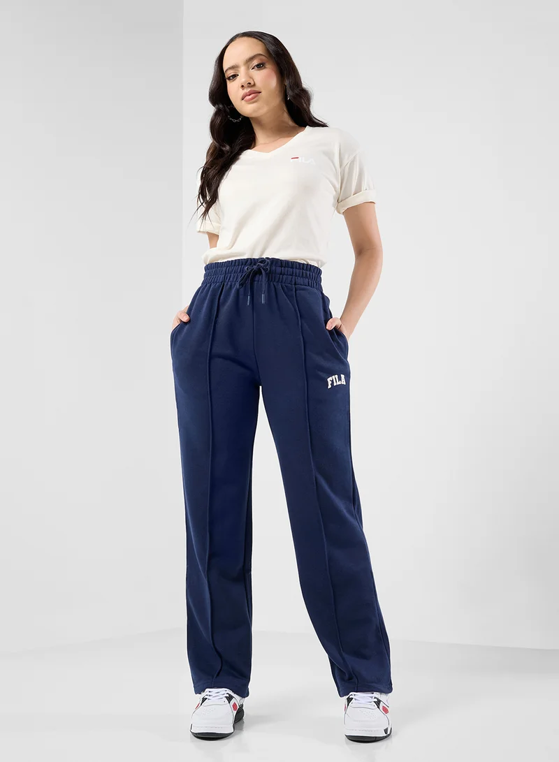 فيلا Small Arch Logo Print Pintuck Open Hem Sweatpants