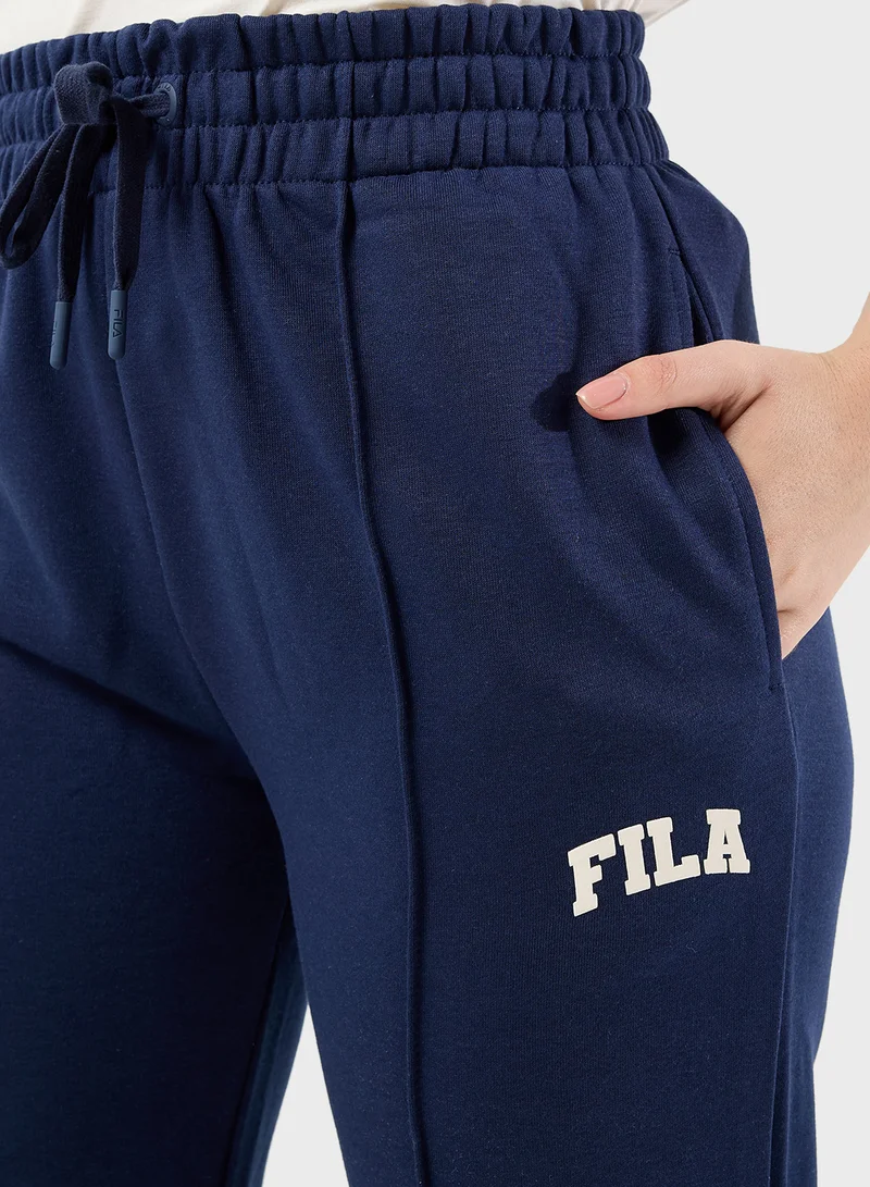 فيلا Small Arch Logo Print Pintuck Open Hem Sweatpants