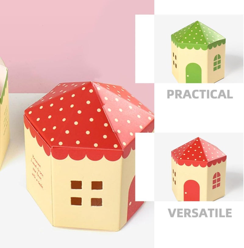 OSOLADY House Shaped Candy Boxes and Biscuit Boxes 20 Pieces Red and Green for Chocolate Festival Candy and Wrapping Supplies - Image 3