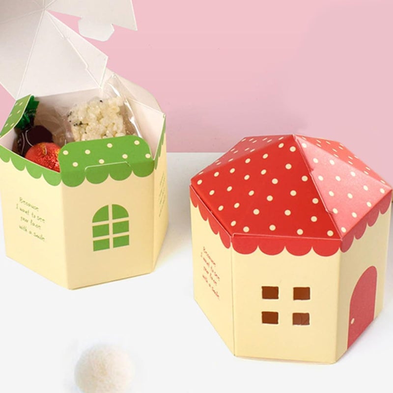 OSOLADY House Shaped Candy Boxes and Biscuit Boxes 20 Pieces Red and Green for Chocolate Festival Candy and Wrapping Supplies - Image 5