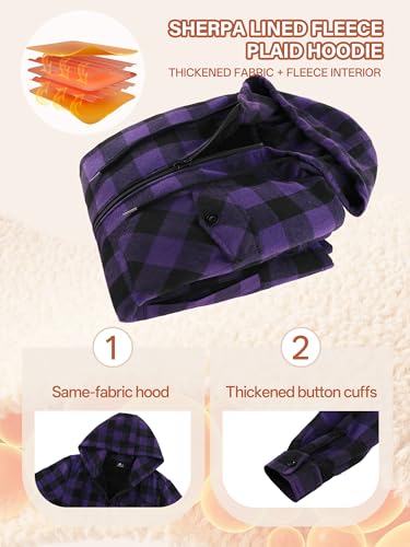 ZITY Men's Flannel Plaid Jacket Warm Sherpa Lined Fleece Hoodies for Men Zip Up Thick Jackets Winter Coat with Pocket - Image 5