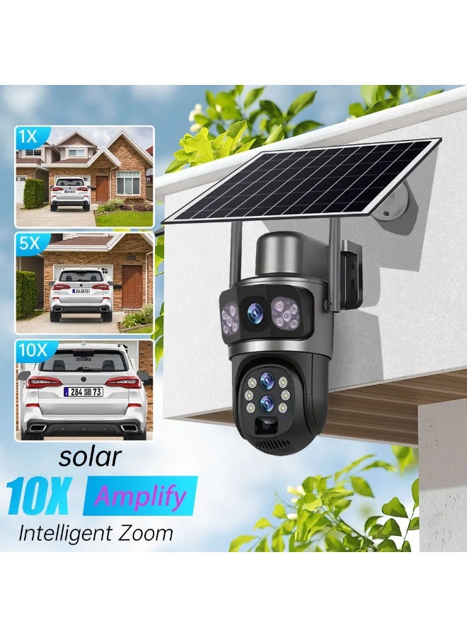 SUPER 5 Three Lens 10X Zoom 4G Sim Solar Camera Outdoor 6K 12MP Security Surveillance Camera 360 Human Auto Tracking - Image 4