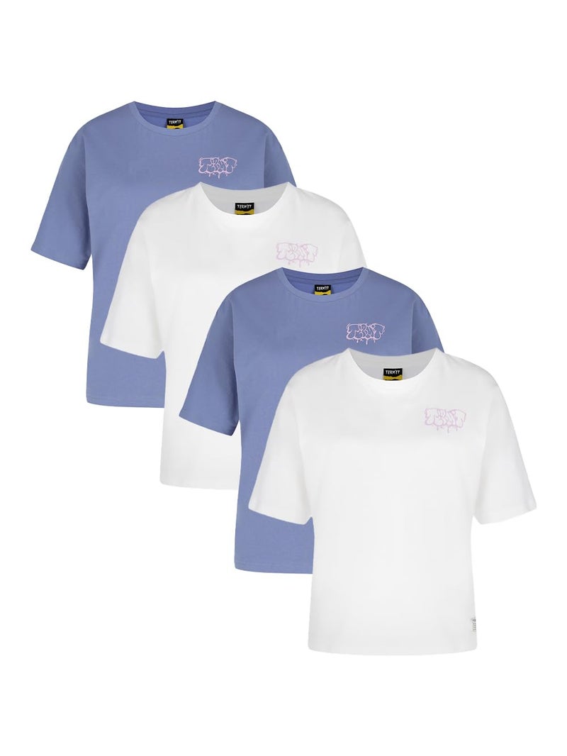 Termit Women's 4-Pack T-Shirts – Soft Cotton Fabric, Loose Fit, Comfortable & Stylish for Outdoor Activities - Image 1