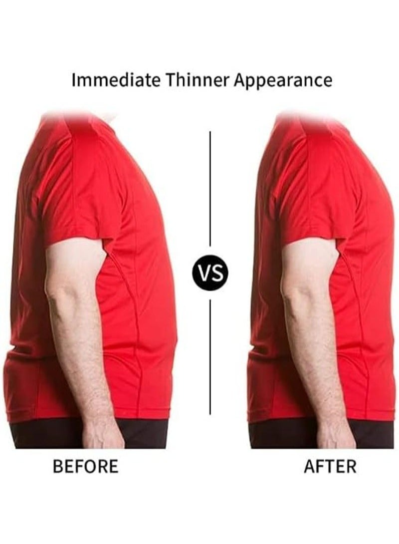 Apustim 2pcs Men's Body Shaper Slimming Abdomen Vest Thermal Compression Shirt Vest Body Shaper for Belly Control （Black+White） - Image 4