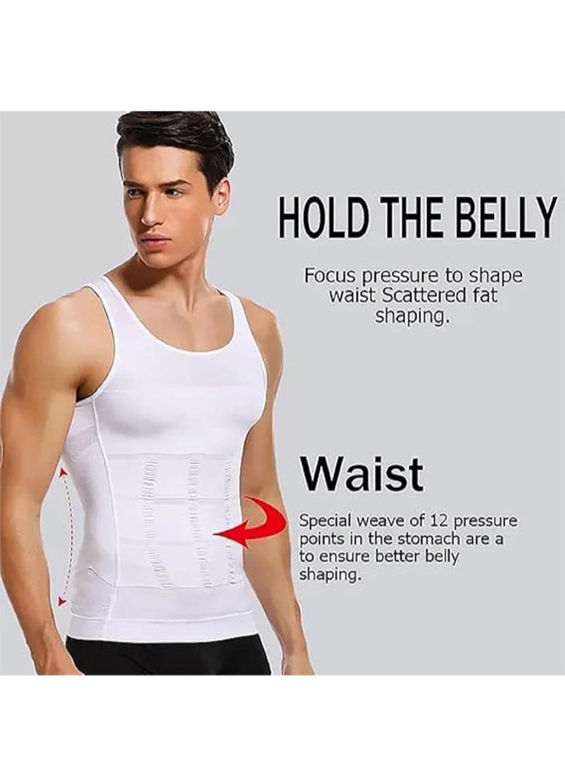 Apustim 2pcs Men's Body Shaper Slimming Abdomen Vest Thermal Compression Shirt Vest Body Shaper for Belly Control （Black+White） - Image 5