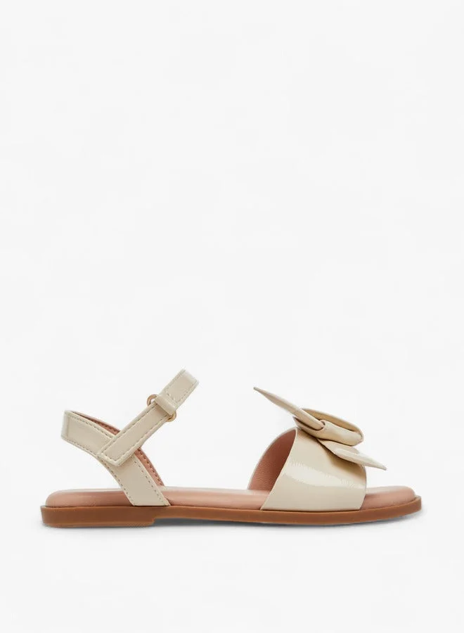 Little Missy Girls Bow Accent Sandals with Hook and Loop Closure