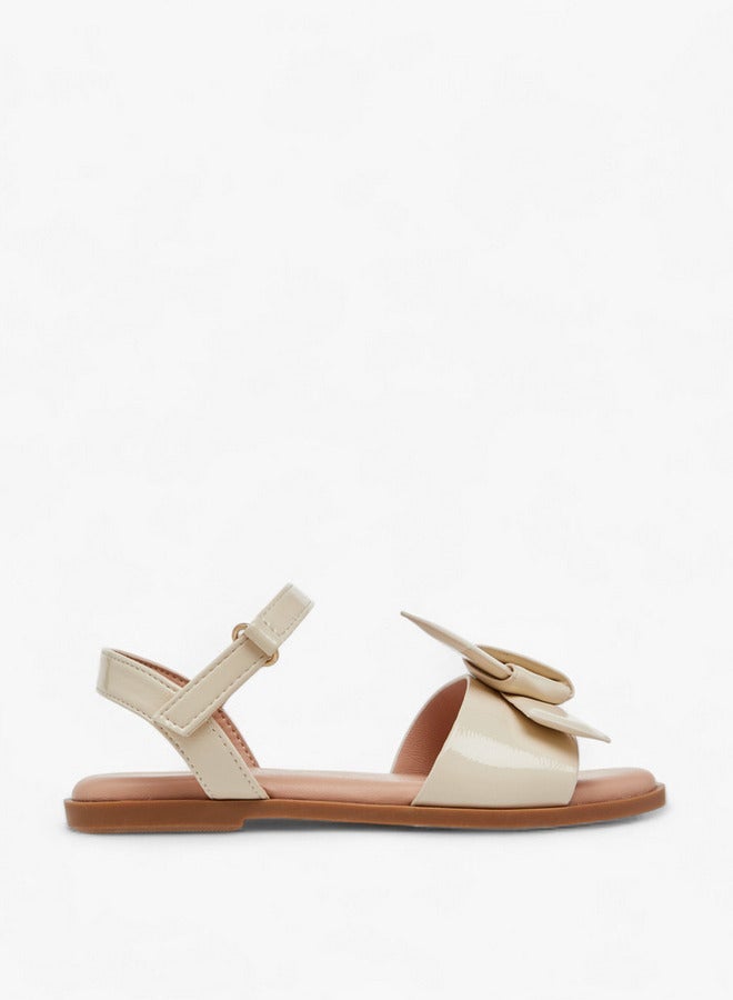 Little Missy Girls Bow Accent Sandals with Hook and Loop Closure - Image 1