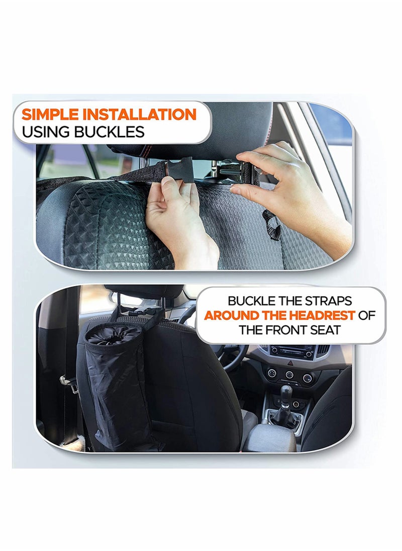 KASTWAVE - Car Trash Bag Leakproof Litter Bag, Console and Headrest Garbage Bin, Detachable Garbage Storage Bag for Litter, Seat Back Hanging Trashbag Waterproof, Auto Trash Bag (2 Pack) - Image 1