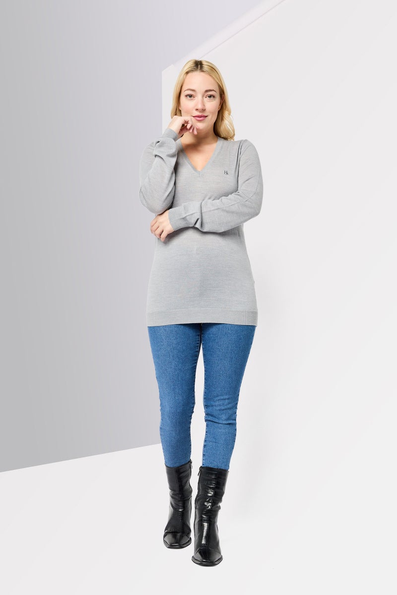 Harmont  Blaine Sport Women Sportswear Fit Long Sleeve Outdoor Sweater, Grey - Image 2