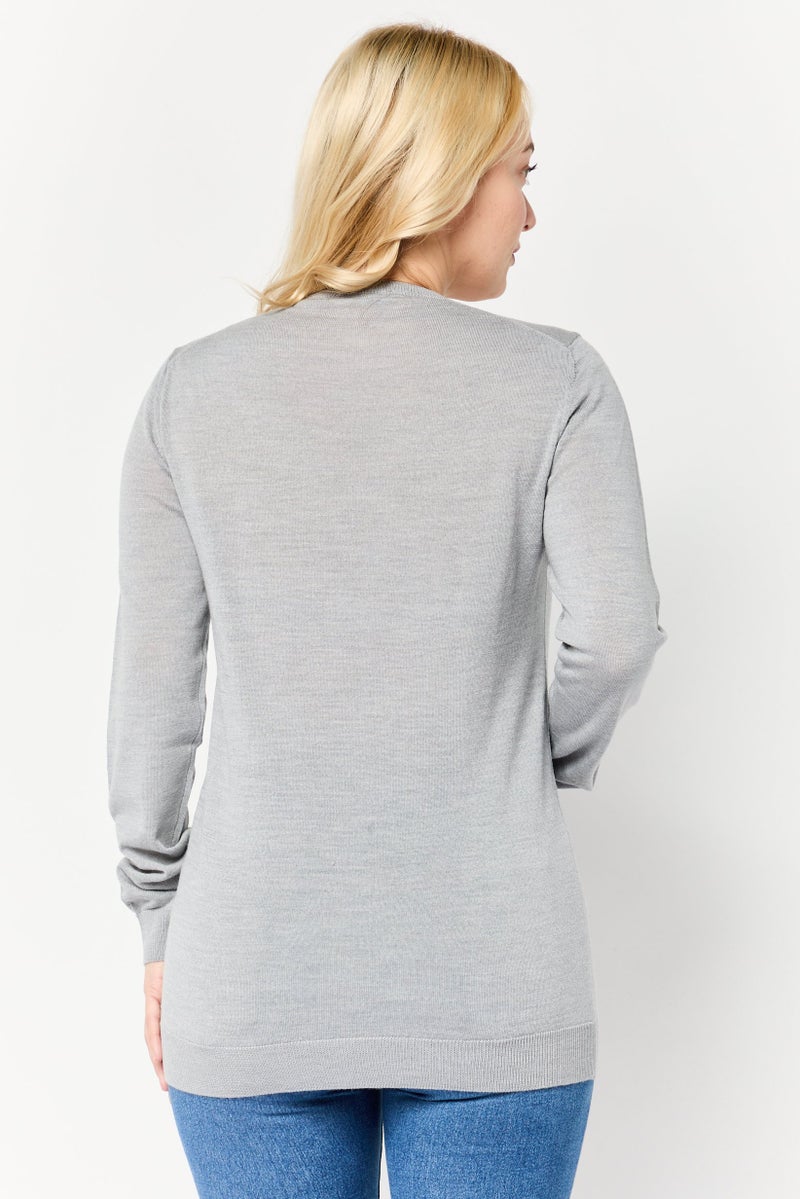 Harmont  Blaine Sport Women Sportswear Fit Long Sleeve Outdoor Sweater, Grey - Image 4