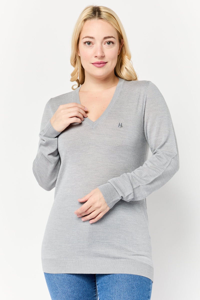 Harmont  Blaine Sport Women Sportswear Fit Long Sleeve Outdoor Sweater, Grey - Image 1