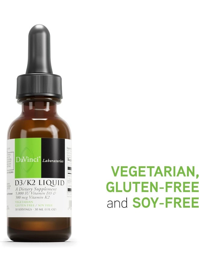 DAVINCI Labs D3K2 Liquid  Liquid Vitamin D  Vitamin K Supplement for Bone Health Heart Support  Calcium Absorption  30mL 30 Servings - Image 5